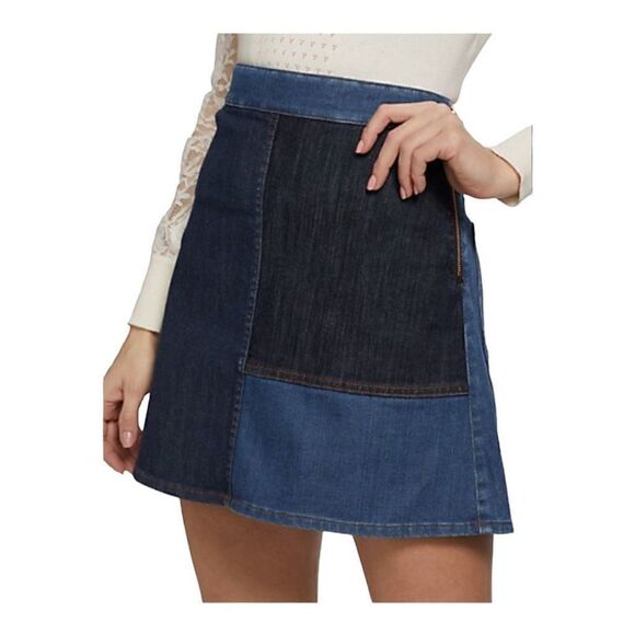 SEE BY Chloe Patchwork Denim Miniskirt Size 2 (34) NWT - Picture 6 of 12
